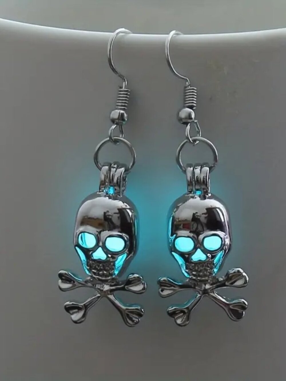 Luminous Skull Head Design Dangle Earrings  Jewelry